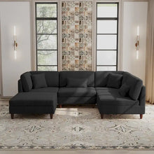 Load image into Gallery viewer, 5-Piece Corduroy Modular Sectional Sofa with Ottoman