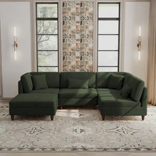 Load image into Gallery viewer, 5-Piece Corduroy Modular Sectional Sofa with Ottoman