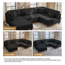 Load image into Gallery viewer, 5-Piece Corduroy Modular Sectional Sofa with Ottoman