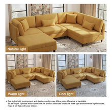 Load image into Gallery viewer, 5-Piece Corduroy Modular Sectional Sofa with Ottoman