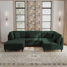 Load image into Gallery viewer, 5-Piece Corduroy Modular Sectional Sofa with Ottoman