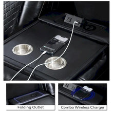 Load image into Gallery viewer, Black Power Reclining Sofa with Wireless Charger, Reading Light, Faux Leather, LED Lighting, AC/USB Ports, and Cup Holder for Living Room