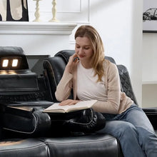 Load image into Gallery viewer, Black Power Reclining Sofa with Wireless Charger, Reading Light, Faux Leather, LED Lighting, AC/USB Ports, and Cup Holder for Living Room