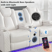 Load image into Gallery viewer, Black Power Reclining Sofa with Wireless Charger, Reading Light, Faux Leather, LED Lighting, AC/USB Ports, and Cup Holder for Living Room