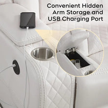 Load image into Gallery viewer, Black Power Reclining Sofa with Wireless Charger, Reading Light, Faux Leather, LED Lighting, AC/USB Ports, and Cup Holder for Living Room