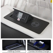 Load image into Gallery viewer, Black Power Reclining Sofa with Wireless Charger, Reading Light, Faux Leather, LED Lighting, AC/USB Ports, and Cup Holder for Living Room