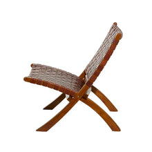 Load image into Gallery viewer, Woven Leather Folding Chair with Brown Wood Frame - Available in Black or Brown - Roche River Decor