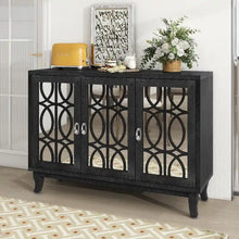 Load image into Gallery viewer, Mirrored Buffet Cabinet with Glass Doors and Silver Handles - 3 - Door Sideboard for Living Room, Hallway, and Dining Room