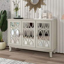 Load image into Gallery viewer, Mirrored Buffet Cabinet with Glass Doors and Silver Handles - 3 - Door Sideboard for Living Room, Hallway, and Dining Room