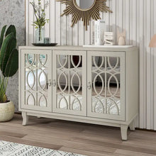 Load image into Gallery viewer, Mirrored Buffet Cabinet with Glass Doors and Silver Handles - 3 - Door Sideboard for Living Room, Hallway, and Dining Room