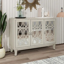 Load image into Gallery viewer, Mirrored Buffet Cabinet with Glass Doors and Silver Handles - 3 - Door Sideboard for Living Room, Hallway, and Dining Room
