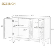 Load image into Gallery viewer, Mirrored Buffet Cabinet with Glass Doors and Silver Handles - 3 - Door Sideboard for Living Room, Hallway, and Dining Room