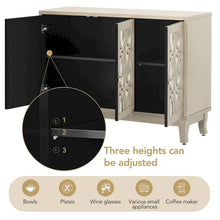 Load image into Gallery viewer, Mirrored Buffet Cabinet with Glass Doors and Silver Handles - 3 - Door Sideboard for Living Room, Hallway, and Dining Room