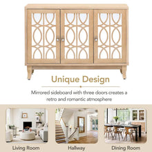 Load image into Gallery viewer, Mirrored Buffet Cabinet with Glass Doors and Silver Handles - 3 - Door Sideboard for Living Room, Hallway, and Dining Room
