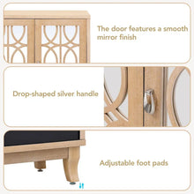 Load image into Gallery viewer, Mirrored Buffet Cabinet with Glass Doors and Silver Handles - 3 - Door Sideboard for Living Room, Hallway, and Dining Room