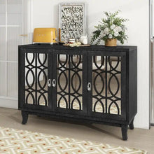 Load image into Gallery viewer, Mirrored Buffet Cabinet with Glass Doors and Silver Handles - 3 - Door Sideboard for Living Room, Hallway, and Dining Room