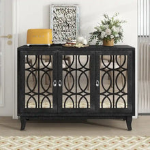 Load image into Gallery viewer, Mirrored Buffet Cabinet with Glass Doors and Silver Handles - 3 - Door Sideboard for Living Room, Hallway, and Dining Room