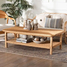 Load image into Gallery viewer, Minahasa Bohemian Braided Rattan Coffee Table in Light Honey