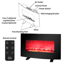 Load image into Gallery viewer, AGL APPLIANCES LLC 38 in Electric Fireplace Heater Stove | Tempered Glass Curved Screen