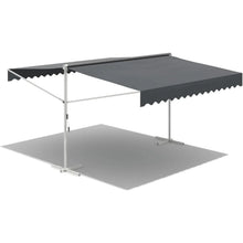 Load image into Gallery viewer, AECOJOY Free Standing Retractable Awning, 10'x10' Dual Side Patio Awnings Outdoor Manual Sun Shade Shelter, Dark Grey