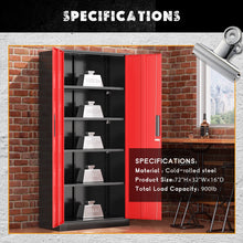 Load image into Gallery viewer, SOLAURA 71" Metal Garage Storage Cabinet with Locking Doors and Adjustable Shelves for Home, Office(Black)