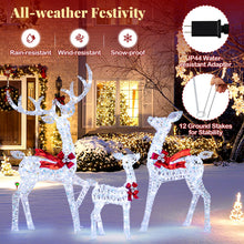 Load image into Gallery viewer, Tangkula 3-Piece Christmas Lighted Iridescent Reindeer Family Set with 215 Cold White LED Lights and Ground Stakes