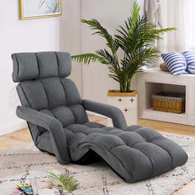 Load image into Gallery viewer, 6 - Position Adjustable Floor Sofa Bed, Folding Lazy Sofa Chaise Lounger Recliner with Armrests &amp; Footrests for Living Room, Bedroom &amp; Gaming