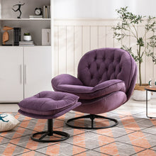 Load image into Gallery viewer, Velvet Swivel Accent Chair with Ottoman, Modern Chaise Lounge Chair with Metal Frame and Footstool, Comfy Armchair Reading Chair