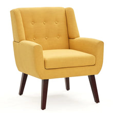 Load image into Gallery viewer, HUIMO Accent Chair, Button Tufted Upholstered Living Room Chairs, Mid Century Modern Comfy Reading Chairs for Bedroom, Living Room, Beige