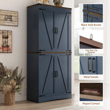 Load image into Gallery viewer, 71" Tall Farmhouse Kitchen Pantry Cabinet, 5 Layers Storage Cabinet with Adjustable Shelves, Farmhouse Pantry Cabinet with 4 Barn Doors