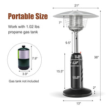 Load image into Gallery viewer, 13,000 BTU Portable Tabletop Propane Patio Heater, Stainless Steel LP Gas Heater with Weighted Base &amp; Adjustable Thermostat for Backyard, Restaurant