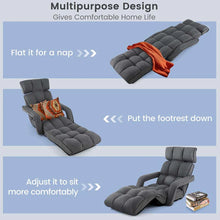 Load image into Gallery viewer, 6 - Position Adjustable Floor Sofa Bed, Folding Lazy Sofa Chaise Lounger Recliner with Armrests &amp; Footrests for Living Room, Bedroom &amp; Gaming
