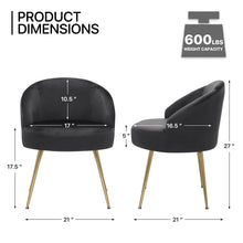 Load image into Gallery viewer, Monibloom Velvet Accent Chair, Modern Upholstered Single Sofa Side Chair, Comfy Barrel Club Living Room Armchair with Golden Metal Legs