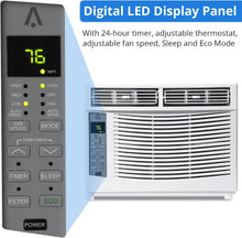 Load image into Gallery viewer, GAOMON Smart 6000 BTU Window Air Conditioner - WiFi - Enabled AC with Remote &amp; App Control, Timer, Sleep Mode, Easy Install Kit, Cools Rooms up to 350