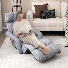 Load image into Gallery viewer, 6 - Position Adjustable Floor Sofa Bed, Folding Lazy Sofa Chaise Lounger Recliner with Armrests &amp; Footrests for Living Room, Bedroom &amp; Gaming