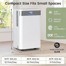 Load image into Gallery viewer, 32 Pints 2000 Sq.ft Basement Dehumidifier with Drain Hose, 24H Timer &amp; 3-Color Indicator, Quiet Portable Dehumidifier for Home, Bedroom, Bathroom