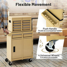 Load image into Gallery viewer, 2 - in - 1 Rolling Tool Chest, 5-Drawer Tool Storage Cabinet with Wheels, Adjustable Shelf, Tool Box Organizer for Garage Warehouse Workshop