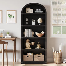 Load image into Gallery viewer, Bookcase 5 Shelf Arched Bookshelf 71.65in Tall Bookcase Farmhouse Display Storage Rack Wooden Bookshelves for Home Office, Living Room(White)