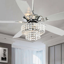 Load image into Gallery viewer, Parrot Uncle 52 - Inch Modern 4-Light Dual Crystal Shade Ceiling Fan with Remote Matte Black 52 - in N/A Matte
