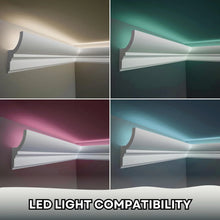 Load image into Gallery viewer, 7-Piece Crown Molding with LED Duct Kit, 55.12 ft Waterproof Channel for Ambient Home Accent Lighting and LED Strip Installation