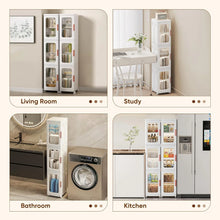 Load image into Gallery viewer, Slim Kitchen Pantry Storage Cabinet with Doors and Shelves, 3 - Tiers Plastic Narrow Storage Organizer Collapsible