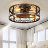 Dextrus 20" Caged Ceiling Fan with Lights and Remote Control, Rustic Farmhouse Flush Mount Design with Reversible DC Motor, 6 Speed Settings