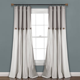 Lush Decor Linen Button Window Curtain Panel - 84