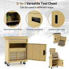 Load image into Gallery viewer, 2 - in - 1 Rolling Tool Chest, 5-Drawer Tool Storage Cabinet with Wheels, Adjustable Shelf, Tool Box Organizer for Garage Warehouse Workshop
