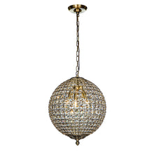 Load image into Gallery viewer, 1-Light 12" Retro Antique Gold Crystal Globe Chandelier Small Sphere Pendant Light