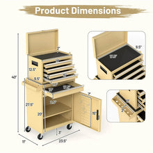 Load image into Gallery viewer, 2 - in - 1 Rolling Tool Chest, 5-Drawer Tool Storage Cabinet with Wheels, Adjustable Shelf, Tool Box Organizer for Garage Warehouse Workshop