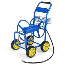 Load image into Gallery viewer, Heavy Duty Metal Garden Hose Reel Cart Holds 300FT of 5/8" Hose with 4 Wheels &amp; Storage Basket, Portable Water Hose Organizer for Yard Lawn