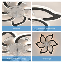 Load image into Gallery viewer, Garwarm Dimmable Ceiling Fan with Light and Remote Control, 27" Small Flush Mounted Ceiling Fan