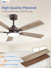 Load image into Gallery viewer, Zardon 52 in Black Ceiling Fan with LED Light and Remote, Downrod 6-Speed and Quiet Reversible DC Motor for Bedroom, Living Room, Indoor
