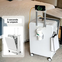 Load image into Gallery viewer, 24 in Checked Luggage with Front Pocket, USB Charging Port, Built - in Lock Carry on Suitcase, Cup Holder and Phone Holder, Medium Hardside Suitcase